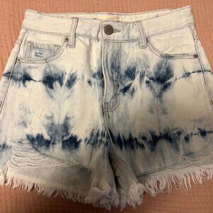 women's gilded intent denim shorts tie dye wash SZ XS